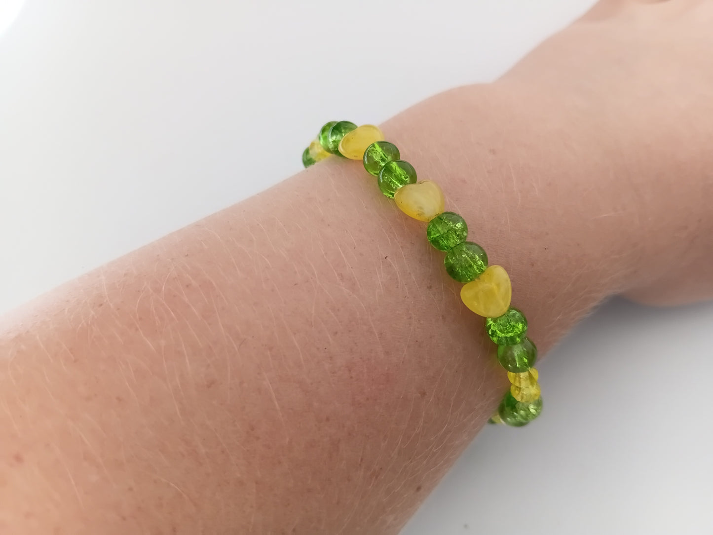Yellow and green bracelet and earring set