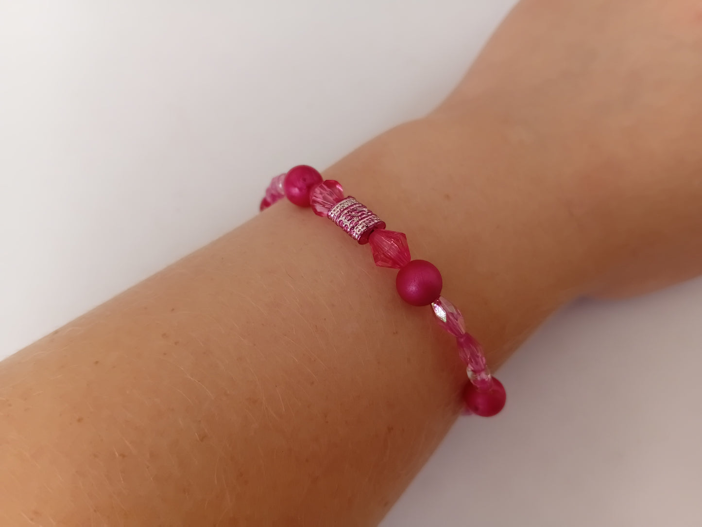 Dark pink bracelet and earring set