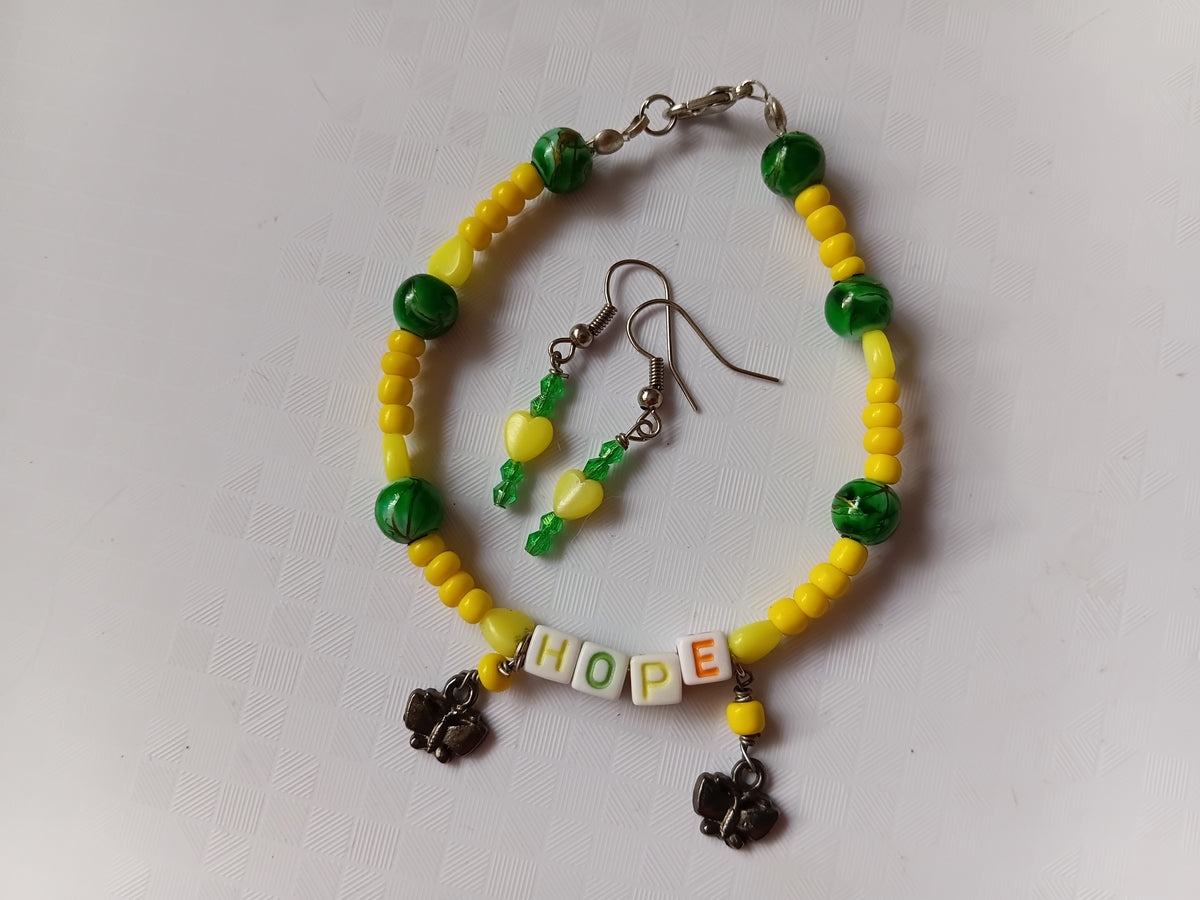 Yellow and green Hope bracelet set