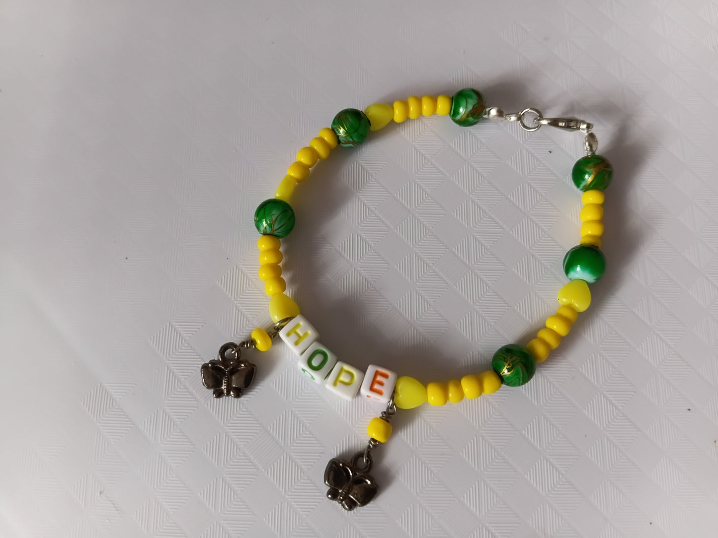 Yellow and Green HOPE bracelet and earring set