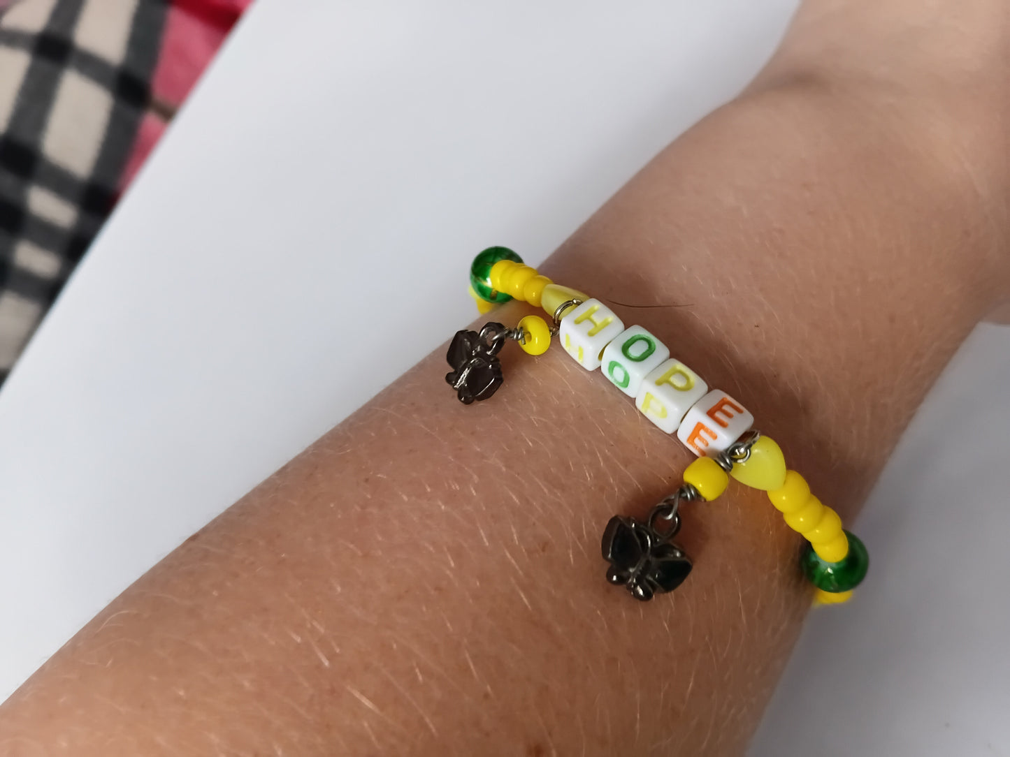 Yellow and Green HOPE bracelet and earring set