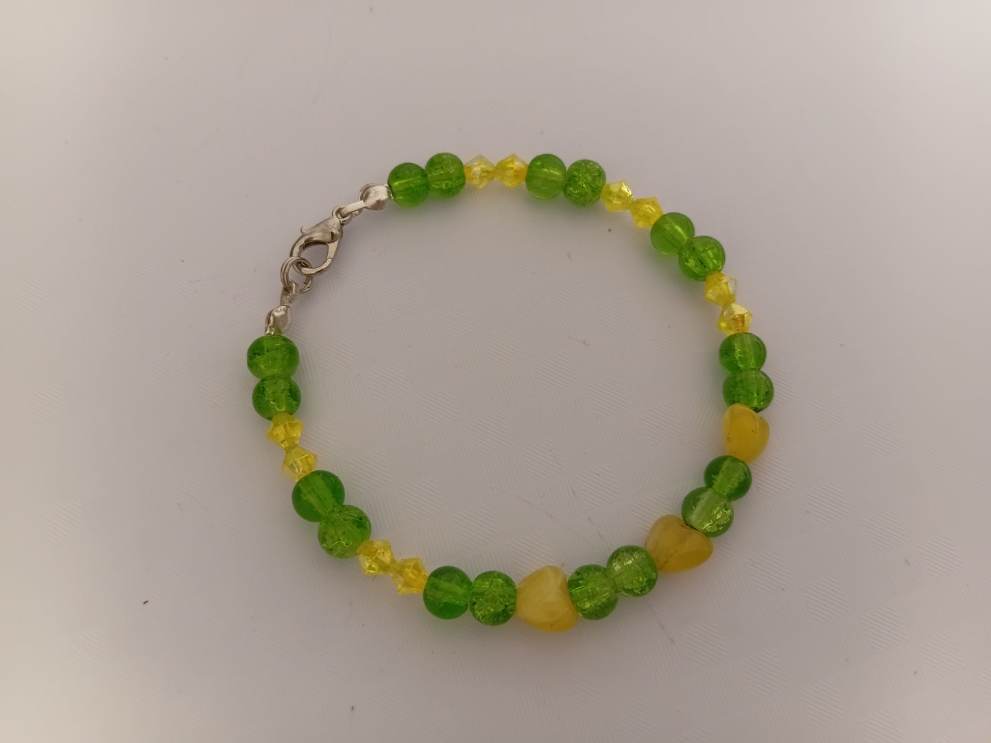 Yellow and green bracelet and earring set