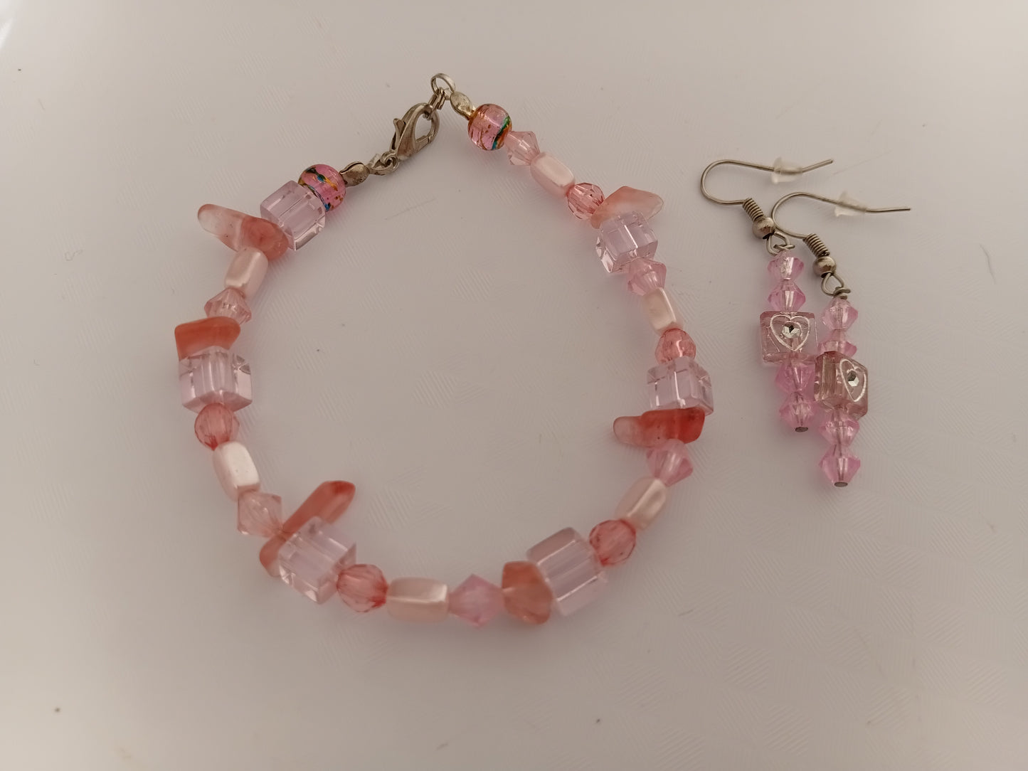 Light pink bracelet and earring set