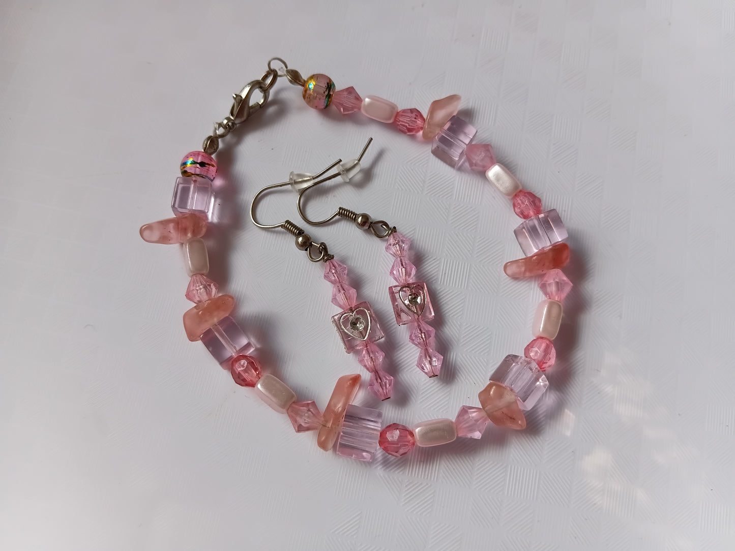 Light pink bracelet and earring set