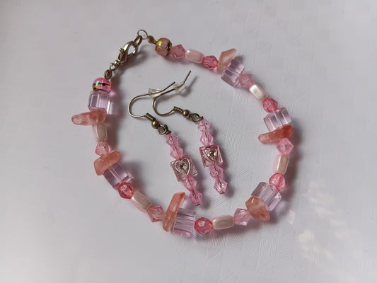 Light pink bracelet and earring set