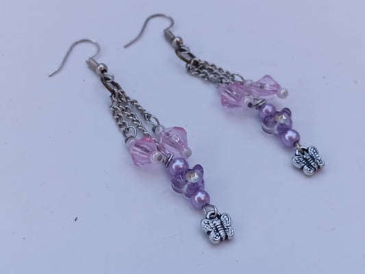 💜 Elegant Purple Butterfly Charm Earrings 🦋