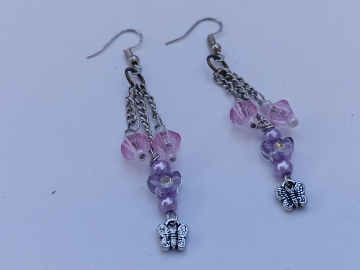 💜 Elegant Purple Butterfly Charm Earrings 🦋
