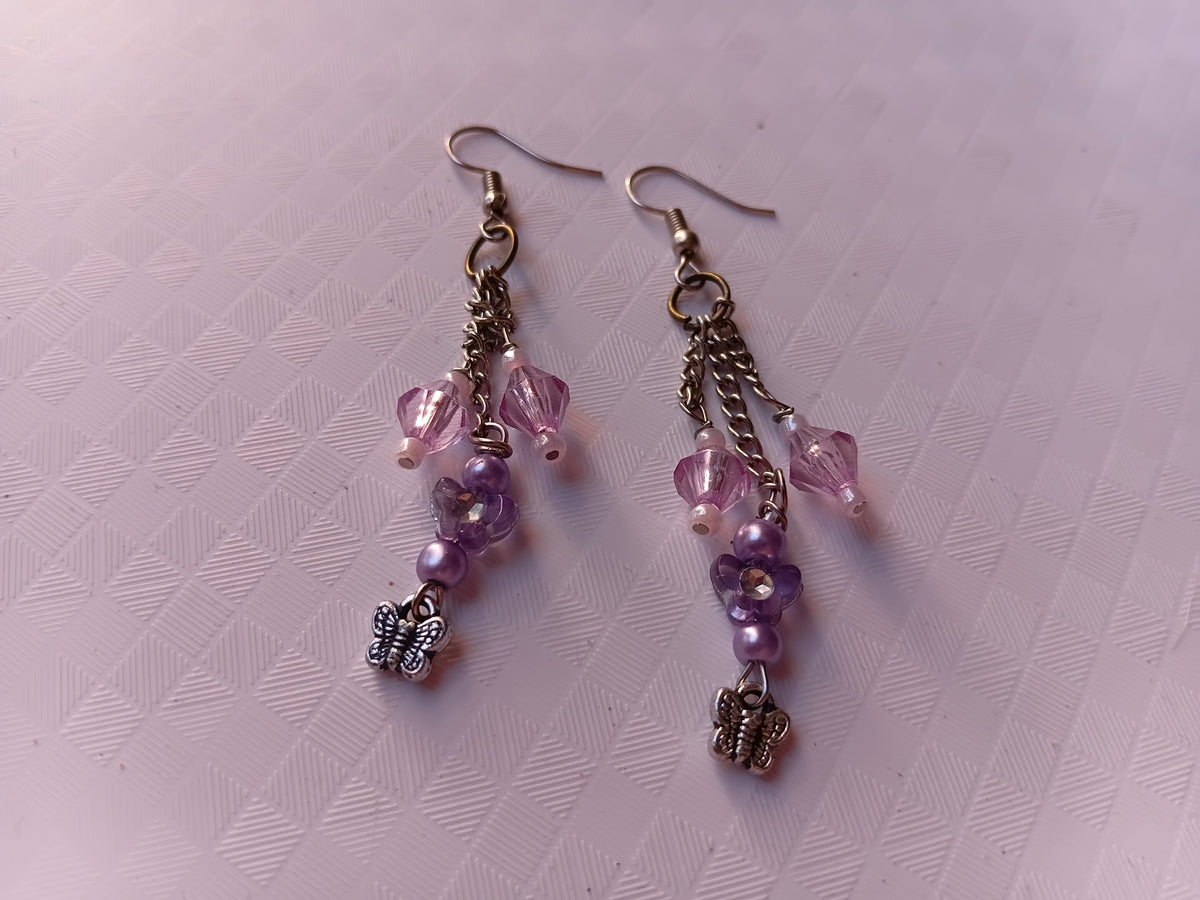💜 Elegant Purple Butterfly Charm Earrings 🦋